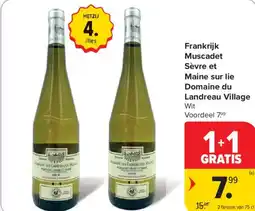 Carrefour Market Frankrijk muscadet sèvre et maine sur lie domaine du landreau village aanbieding