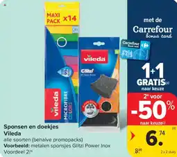 Carrefour Market Sponsen en doekjes vileda aanbieding