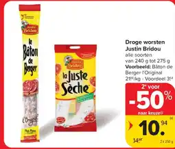 Carrefour Market Droge worsten justin bridou aanbieding