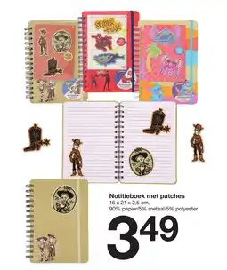 Zeeman Notitieboek met patches aanbieding
