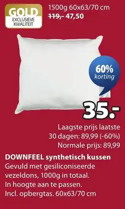 Jysk Downfeel synthetisch kussen aanbieding