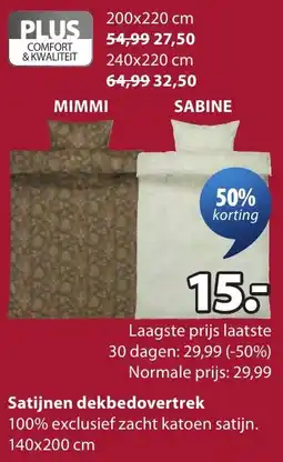 Jysk Satijnen dekbedovertek aanbieding