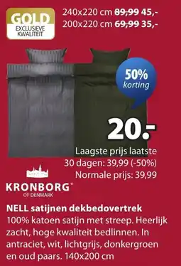 Jysk Nell satijnen dekbedovertrek aanbieding