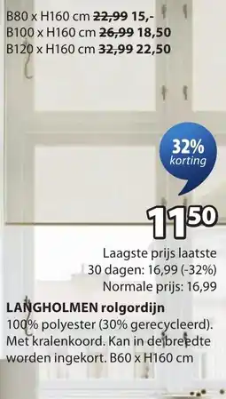 Jysk Langholmen rolgordijn aanbieding