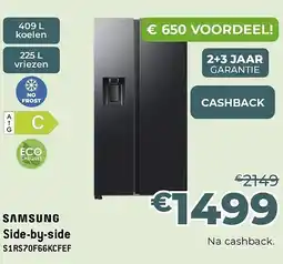 Exellent SAMSUNG Side-by-side S1RS70F66KCFEF aanbieding