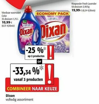 Colruyt Dixan volledig assortiment aanbieding
