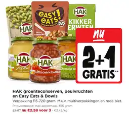 Jumbo Hak groenteconserven, peulvruchten en easy eats & bowls aanbieding