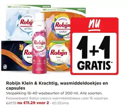 Jumbo Robijn klein & krachtig, wasmiddeldoekjes en capsules aanbieding