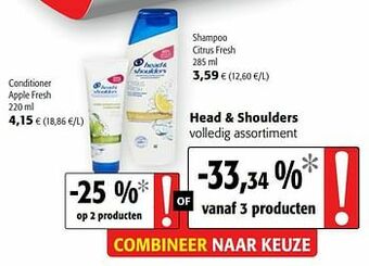 Colruyt Head + shoulders volledig assortiment aanbieding