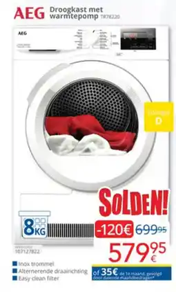 Eldi AEG Droogkast met warmtepomp TR78220 aanbieding