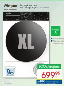 Eldi Whirlpool Droogkast met warmtepomp CWD196MWBSBE aanbieding