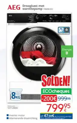 Eldi AEG Droogkast met warmtepomp TR88BHDC aanbieding