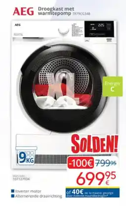 Eldi AEG Droogkast met warmtepomp TR79CG34B aanbieding