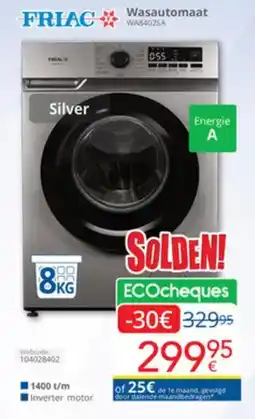 Eldi Friac Wasautomaat WAS402SA aanbieding