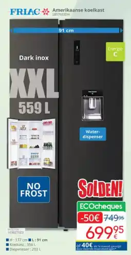 Eldi Friac amerikaanse koelkast S857023DIX aanbieding