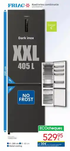 Eldi Friac koel/vries combinatie UD3700DXNF aanbieding