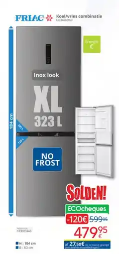 Eldi Friac koel/vries combinatie UD3466XNF aanbieding