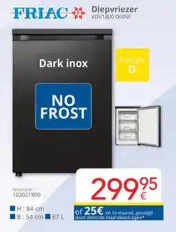 Eldi Friac diepvriezer VDV1800 DIXNF aanbieding