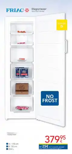 Eldi Friac Diepvriezer VDV7507 WHNF aanbieding
