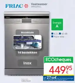 Eldi Friac Vaatwasser VW5020IX-L aanbieding