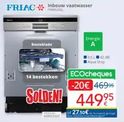 Eldi Friac Inbouw vaatwasser FIVW5320L aanbieding