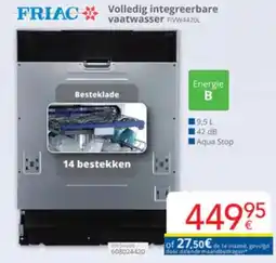 Eldi Friac volledig integreerbare vaatwasser FIVW4420L aanbieding