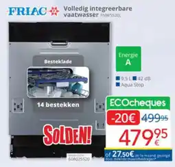 Eldi Friac Volledig integreerbare vaatwasser FIVWS520L aanbieding