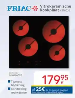 Eldi Friac Vitrokeramische kookplaat VST6020 aanbieding