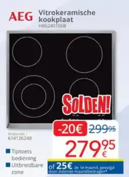 Eldi AEG Vitrokeramische kookplaat HK624010XB aanbieding