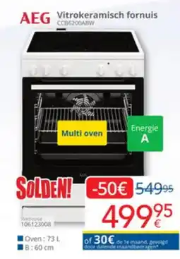 Eldi AEG Vitrokeramisch fornuis CCB6200ABW aanbieding