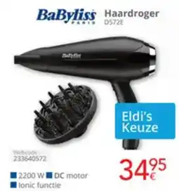 Eldi BaByliss Haardroger D572E aanbieding