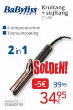 Eldi BaByliss Krultang + stijltang C115E aanbieding