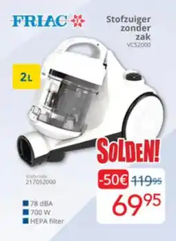Eldi Friac stofzuiger zonder zak VCS2000 aanbieding