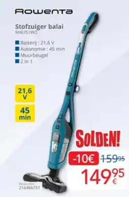 Eldi Rowenta Stofzuiger balai RH6751WO aanbieding