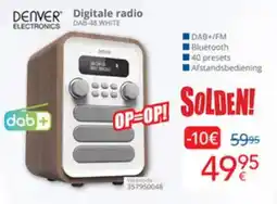 Eldi Denver electronics digitale radio DAB-48 WHITE aanbieding