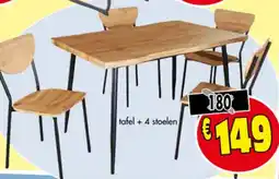 Budget Meubelen tafel +4 stoelen aanbieding
