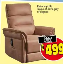 Budget Meubelen Relax met lift Taupe of dark grey of cognac aanbieding