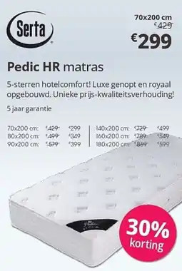 Sleepworld Serta Pedic HR matras aanbieding