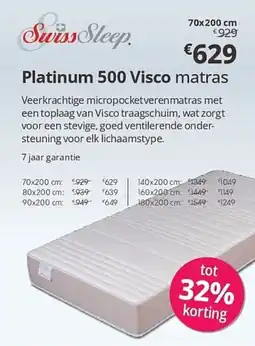 Sleepworld Platinum 500 Visco matras aanbieding