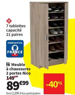 Conforama Meuble à chaussures 2 portes Nico aanbieding