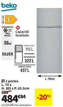 Conforama Réf. 2 portes beko RDSE465K40SN aanbieding