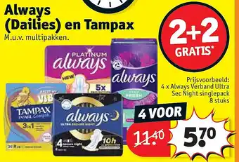 Always (Dailies) en Tampax