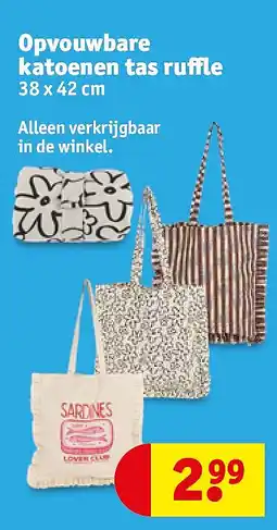 Kruidvat Opvouwbare katoenen tas ruffle aanbieding