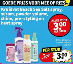Kruidvat Kruidvat Beach Sea Salt spray, serum, powder volume, shine, pre-styling en heat spray aanbieding