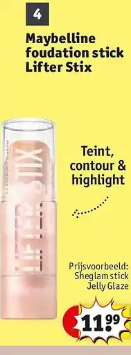 Kruidvat Maybelline foudation stick Lifter Stix aanbieding