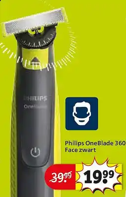 Kruidvat Philips OneBlade 360 Face zwart aanbieding