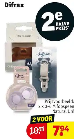 Kruidvat 2 x 0-6 M fopspeen Natural Uni aanbieding