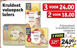 Kruidvat 3 x Pure&Soft luiers valuepack 4 38 stuks aanbieding