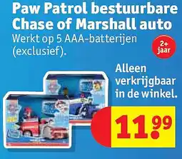 Kruidvat Paw Patrol bestuurbare Chase of Marshall auto aanbieding