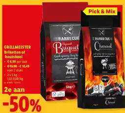 Lidl Grillmeister Briketten of houtskool aanbieding